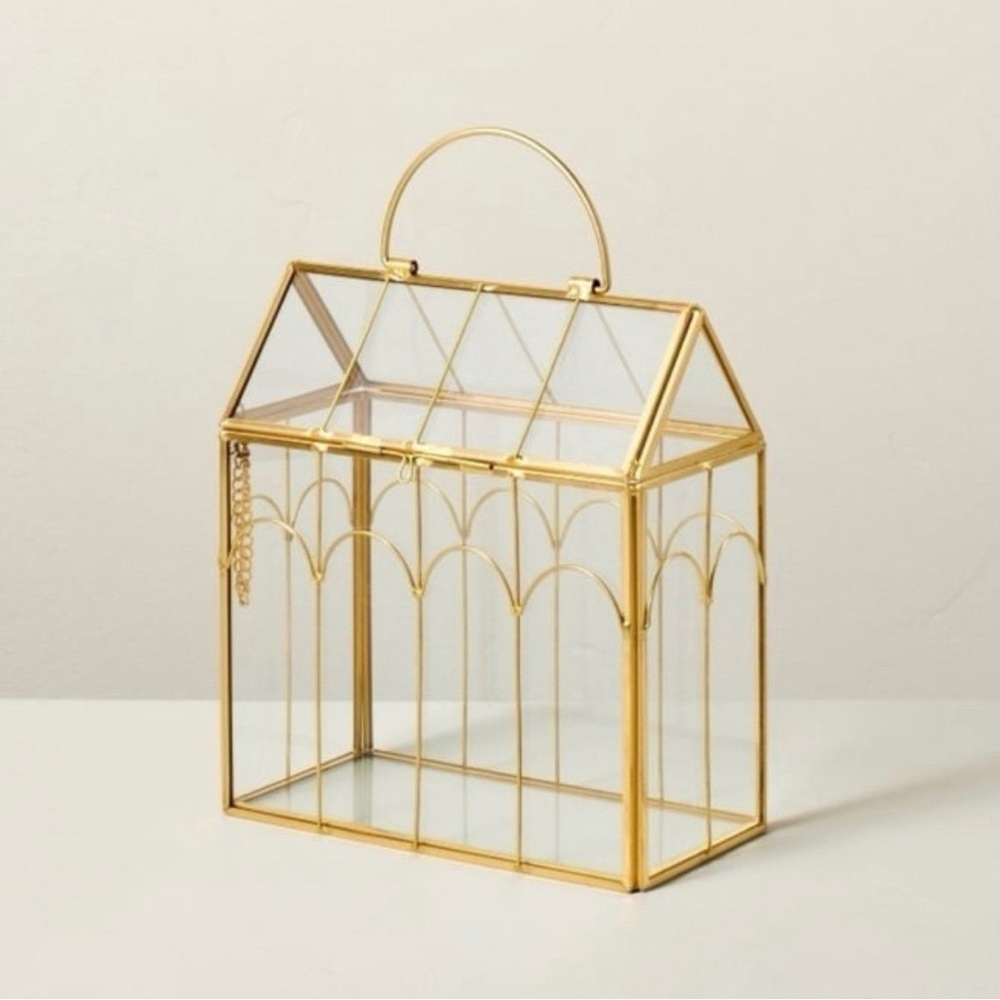Hearth & Hand with Magnolia Small Scallop Brass Decorative Glass greenhouse